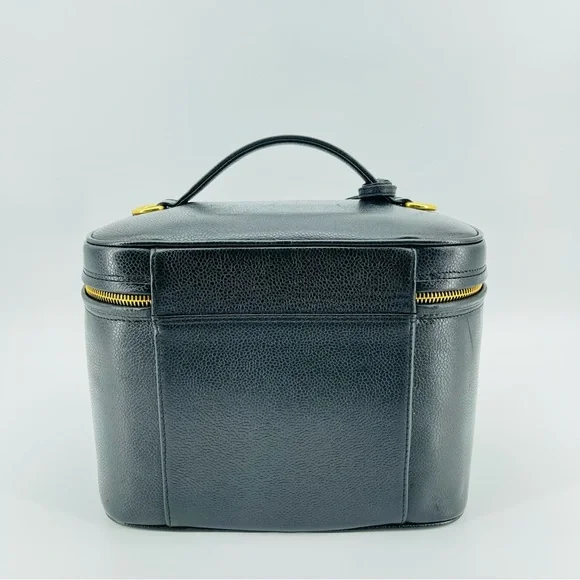 CHANEL Black Leather Vanity Crossbody with Gold-Tone Lock - Picture 4 of 13